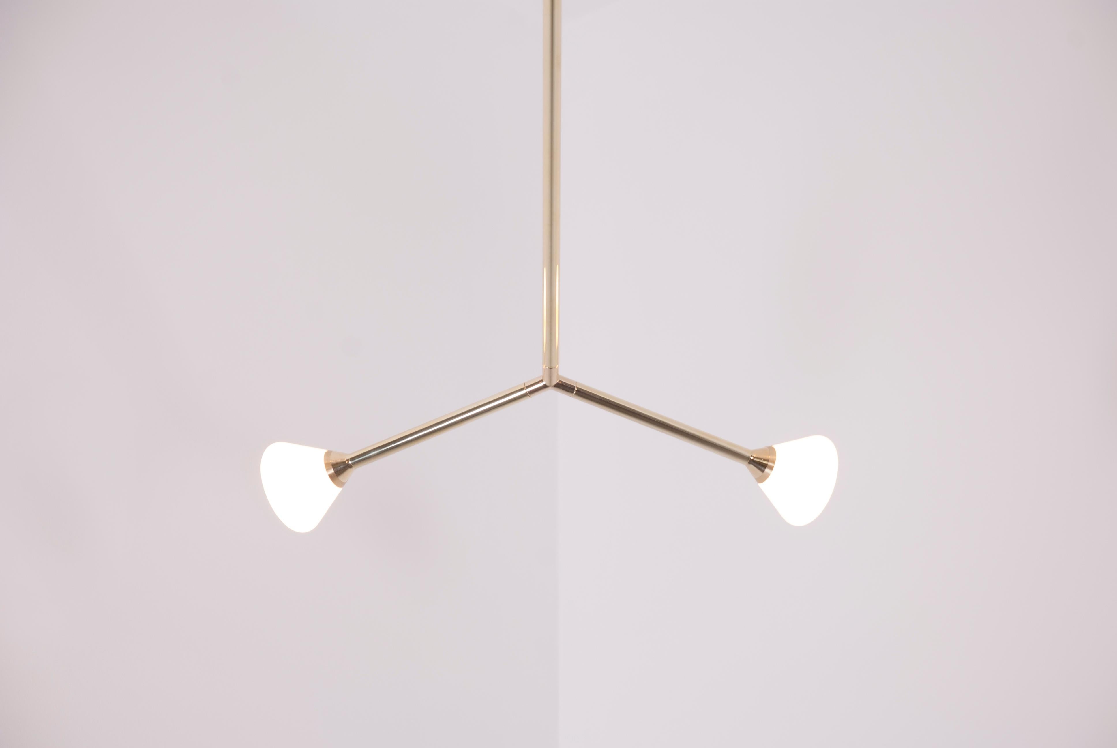 American Super Nova Chandelier, Contemporary Geometric Branching Brass Light Fixture For Sale