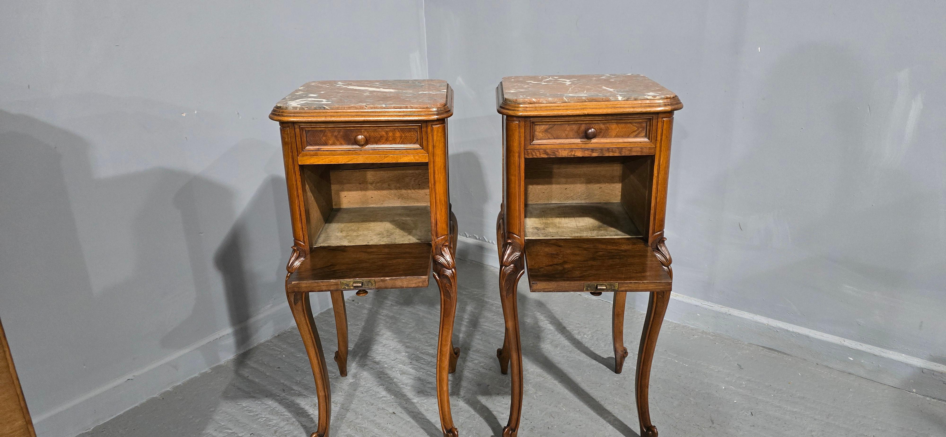 Louis XIV Super Pair French Bedside Lamp Cabinets en vente