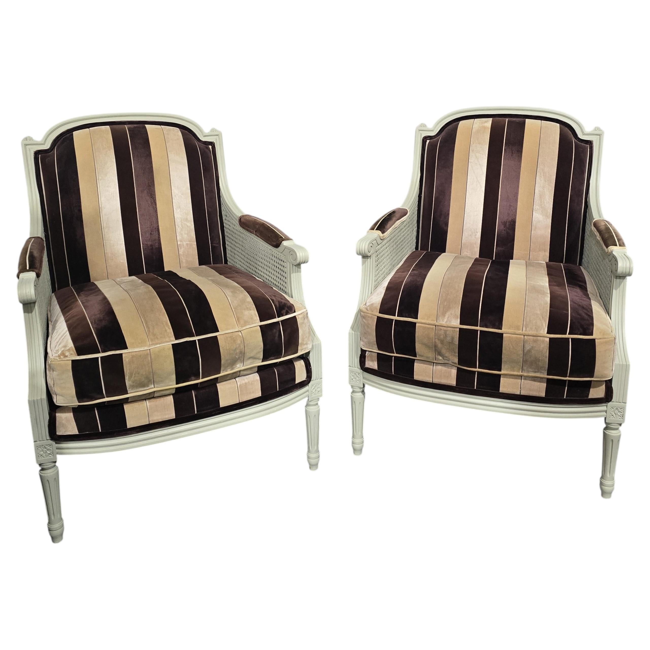 Super Pair French Bergere Armchairs