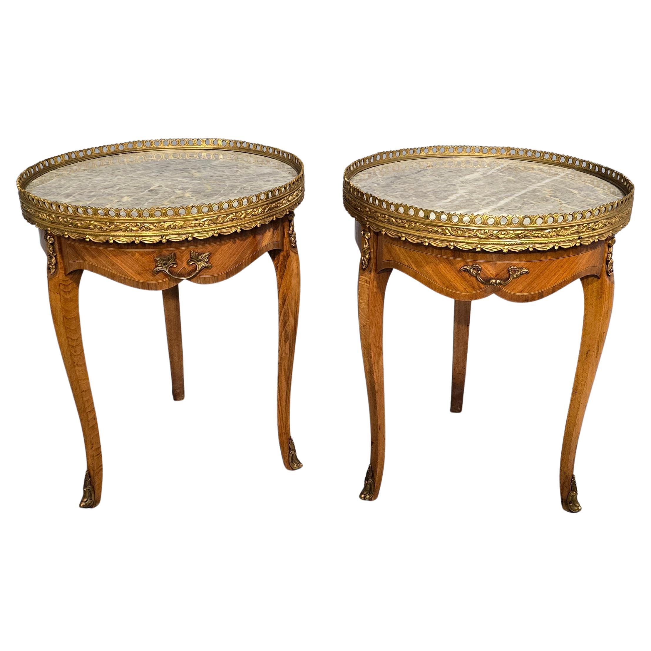 Super Pair French Kingwood Lamp Tables