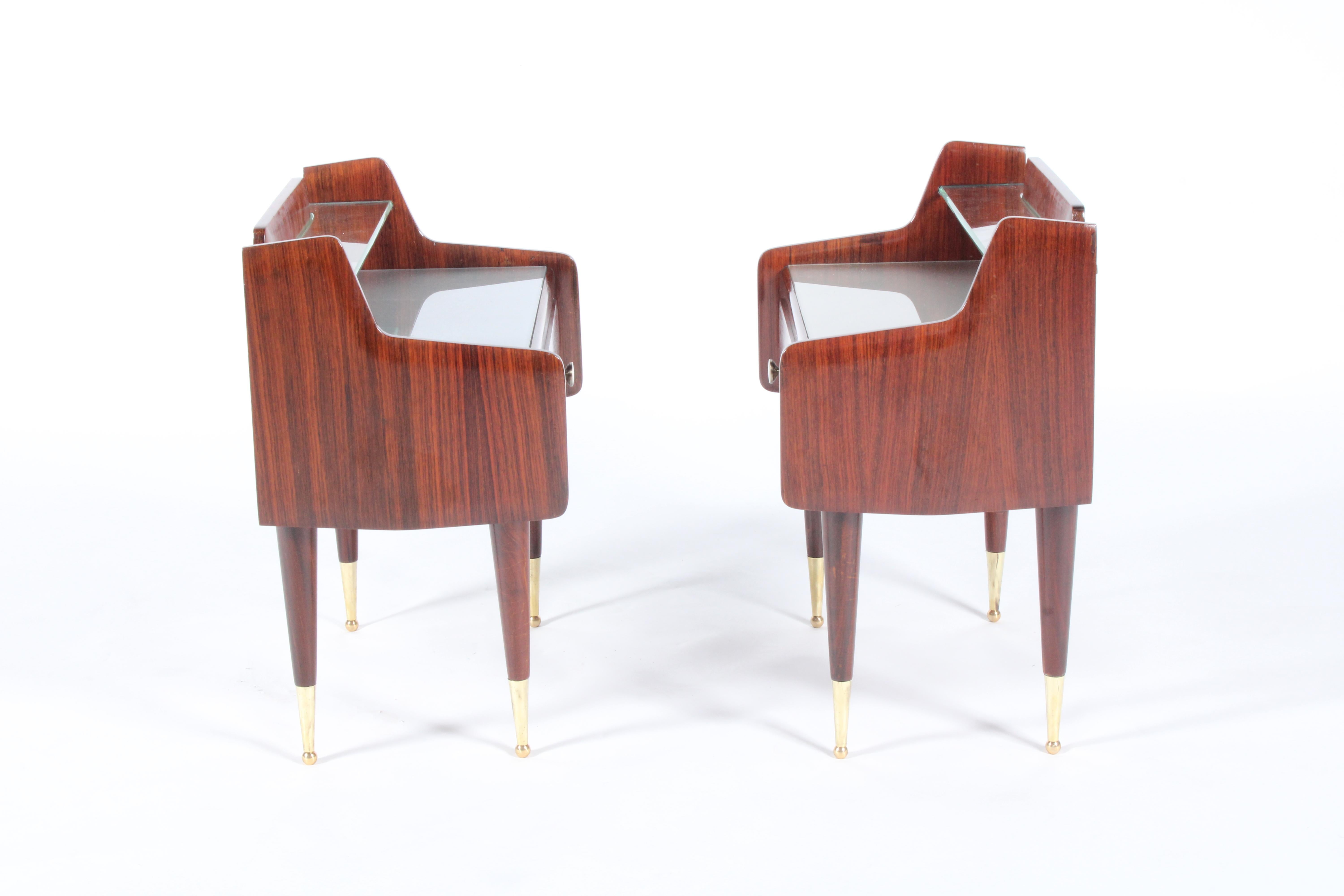 Super Pair Of Two Tier Mid Century Italian Night Stands For Sale 5
