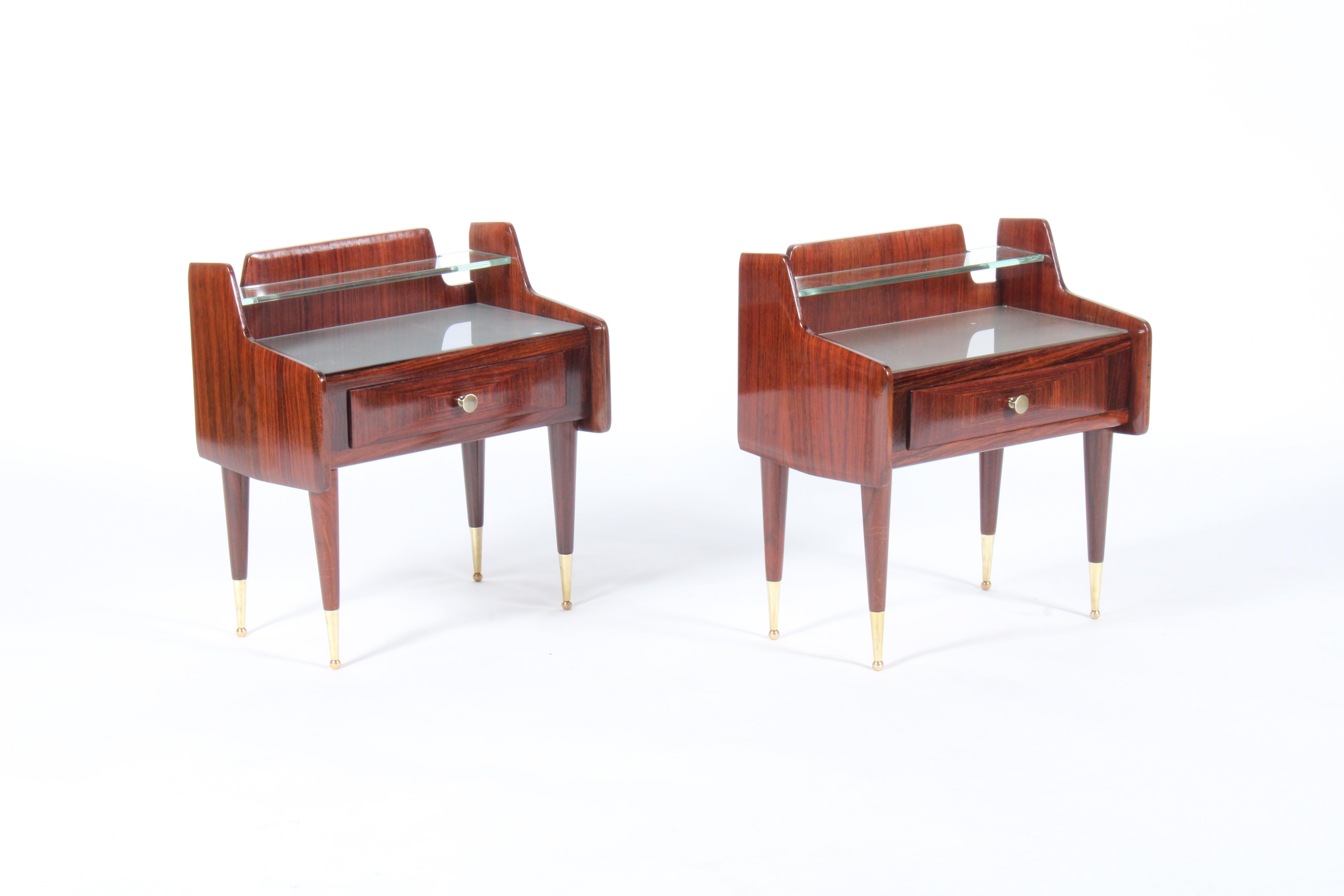 20th Century Super Pair Of Two Tier Mid Century Italian Night Stands For Sale