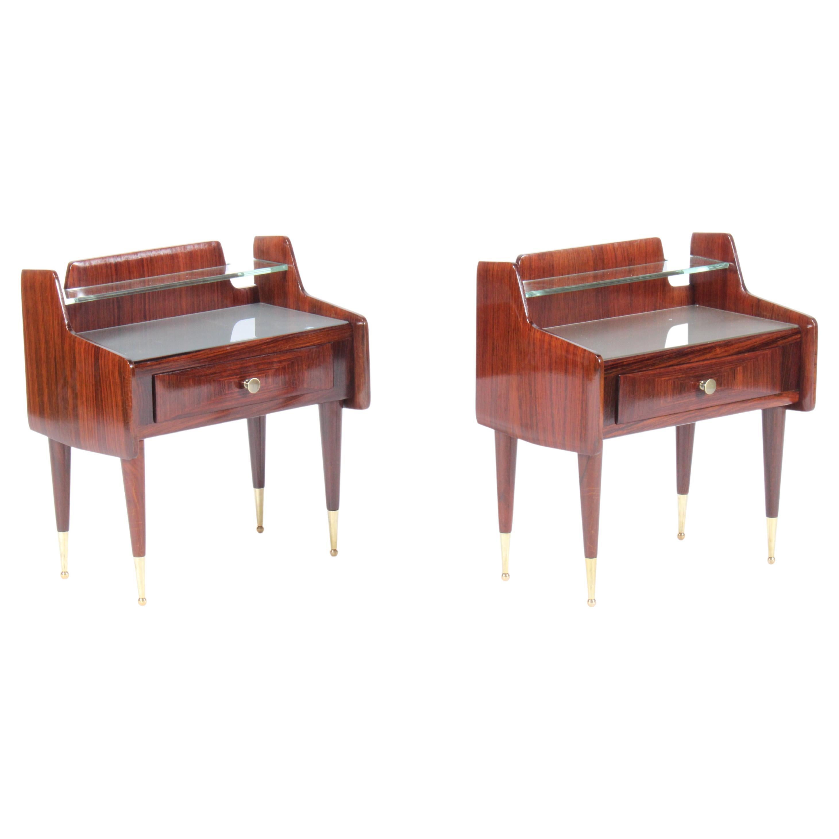Super Pair Of Two Tier Mid Century Italian Night Stands For Sale