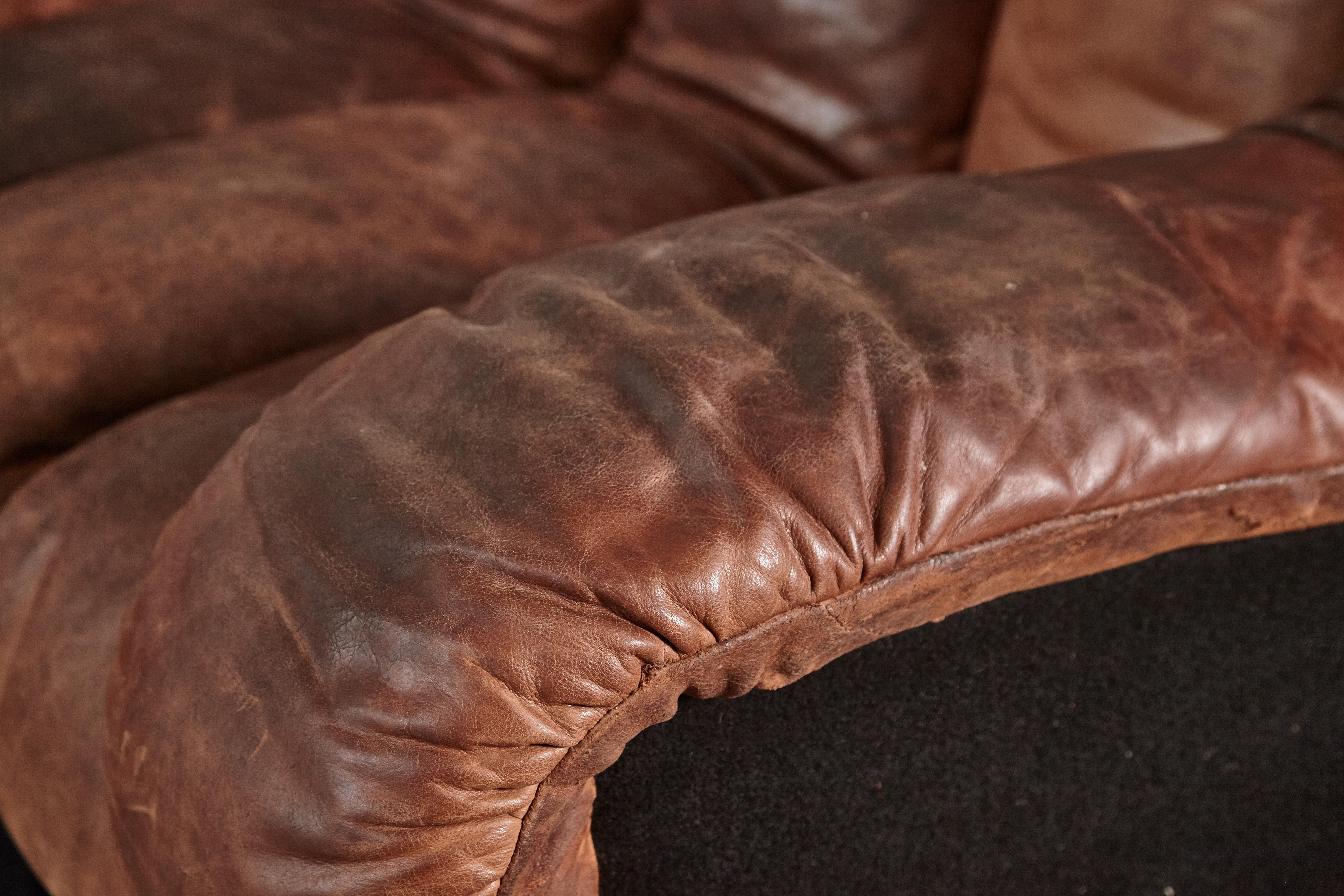 Super Patinated De Sede Ds-600 Modular Sectional Leather Non Stop Sofa, 1970s 4