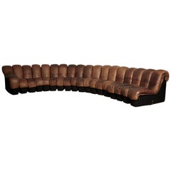 Super Patinated De Sede DS-600 Modular Sectional Leather Non Stop Sofa, 1970s