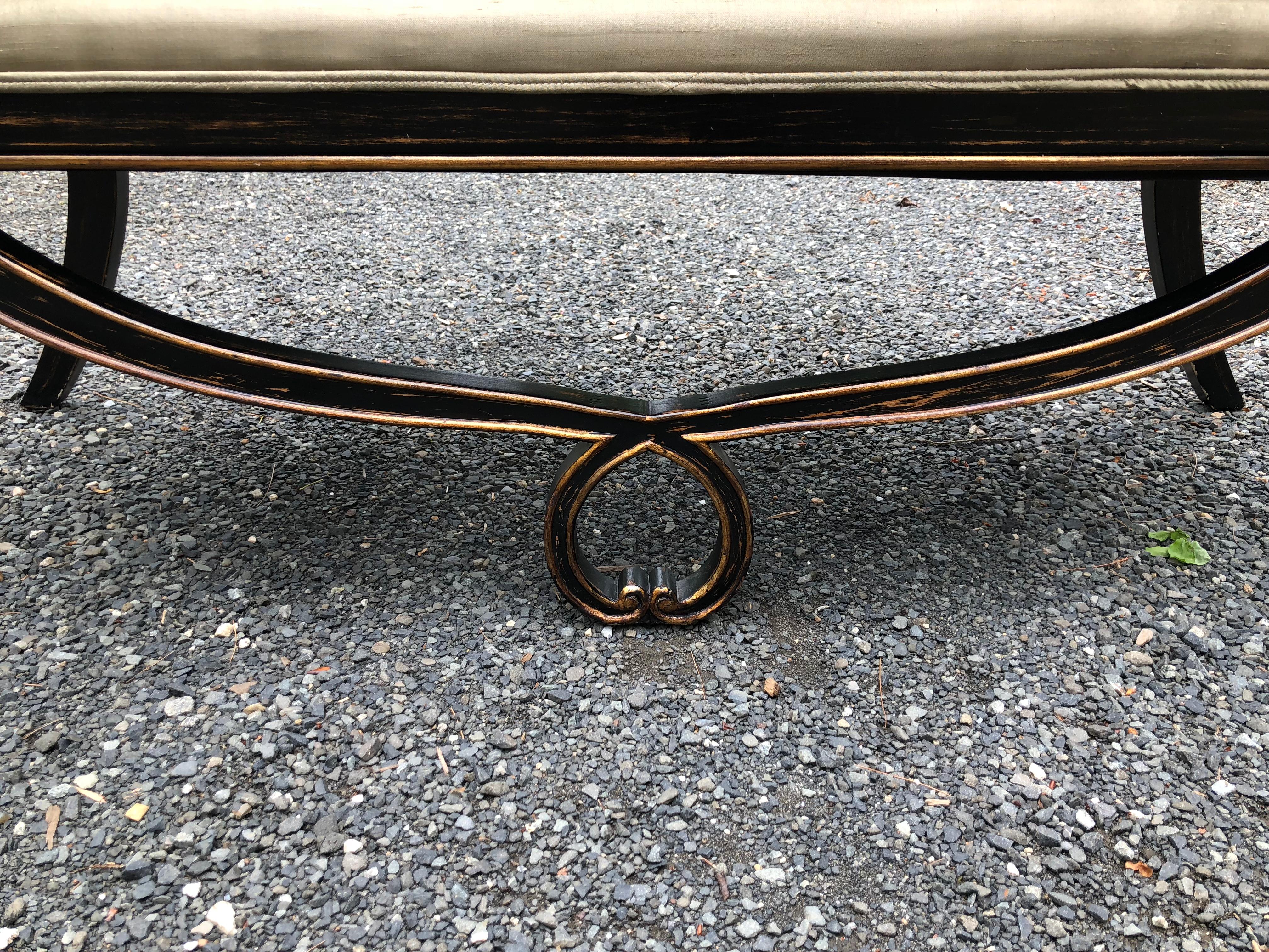 Late 20th Century Super Pretty Hollywood Regency Ebonized and Gilded Settee Loveseat
