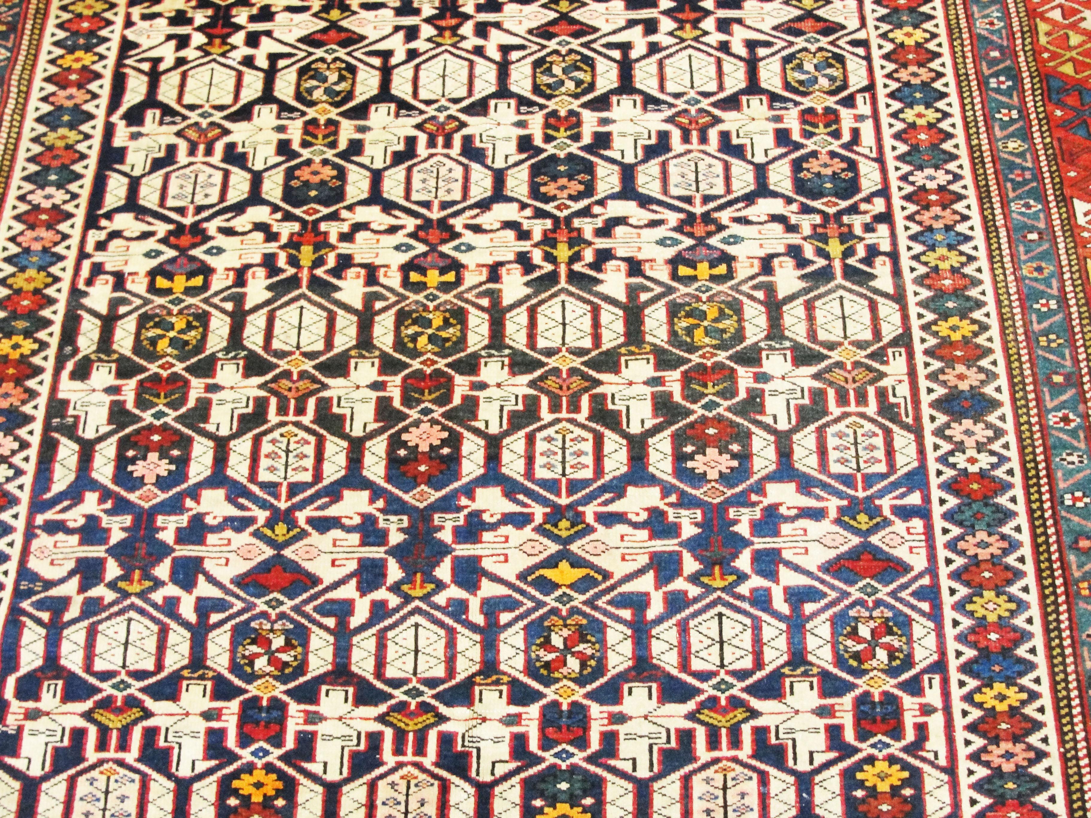 Super Quality Antique Kuba or Quba Caucasian Rug In Excellent Condition For Sale In Evanston, IL
