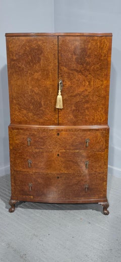 Super Quality Burr Walnut Linen Press of Small Proportions