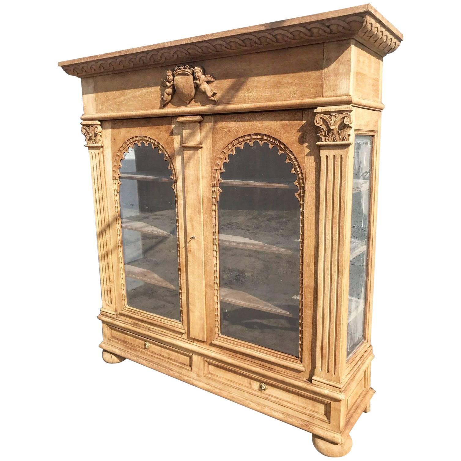 Super Rare 18th Century French Antique Armoire Cupboard Country Display Vintage For Sale