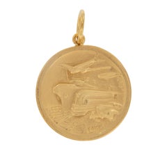 Super Rare! 1930's 14 Karat Yellow Gold St. Christopher Medal Pendant