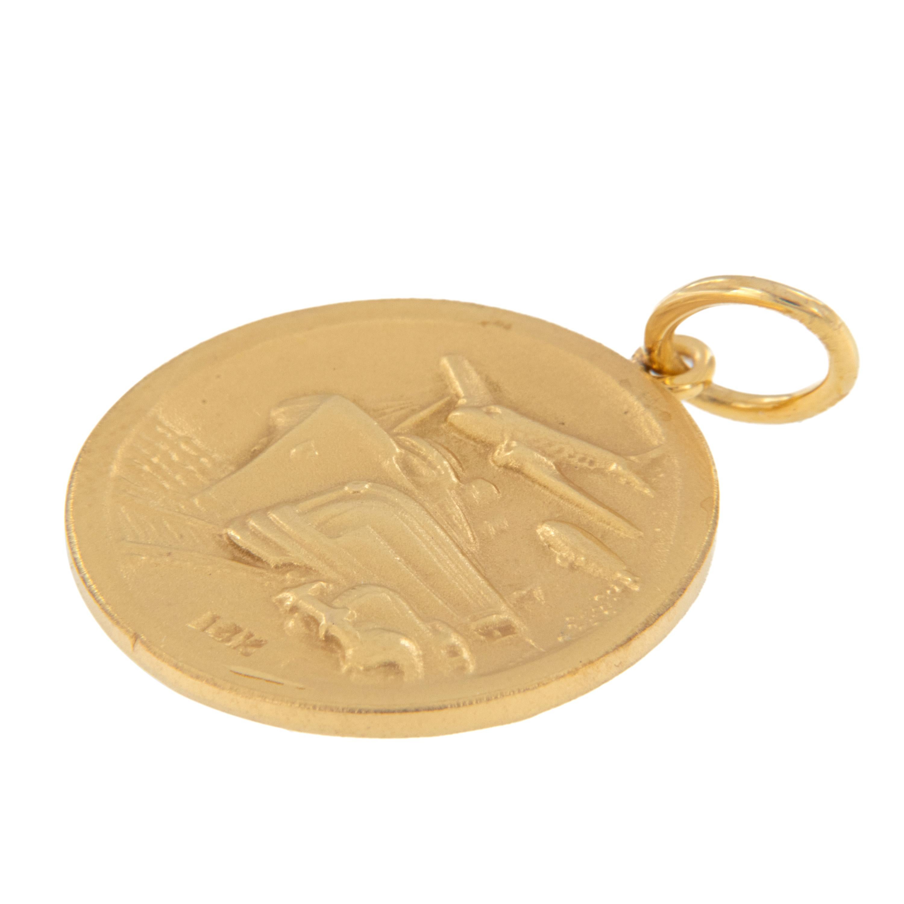Contemporary Super Rare! 1930's 14 Karat Yellow Gold St. Christopher Medal Pendant