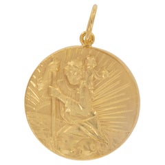 Super Rare! 1930's 14 Karat Yellow Gold St. Christopher Medal Pendant