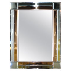 Super Rare 1930s Peach Glass French Art Deco Beveled Mirror Heavily Decorated