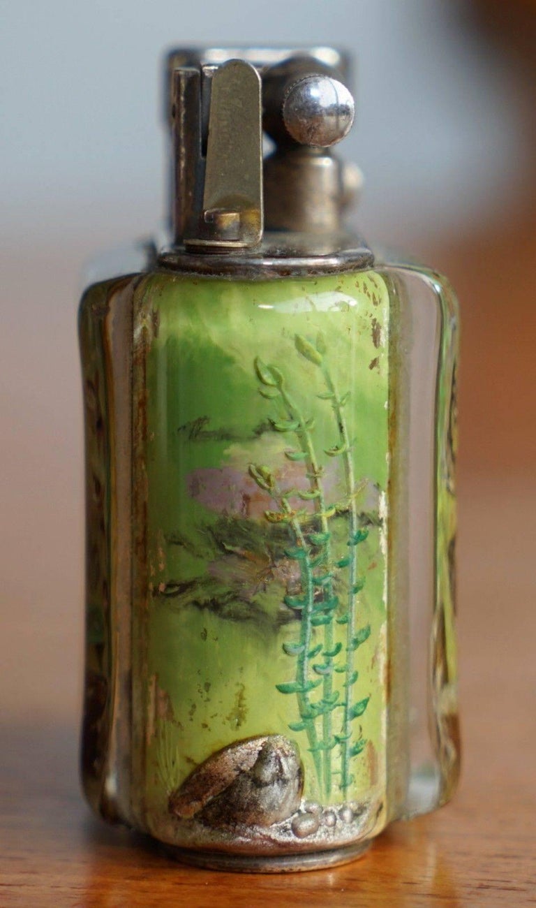 Mid-Century Modern Super Rare 1950s Original Dunhill Aquarium Table Lighter Handmade in England For Sale
