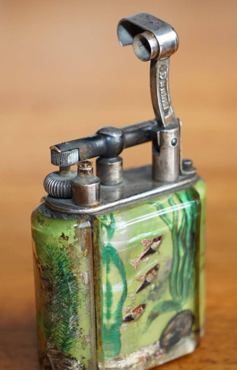 Hand-Crafted Super Rare 1950s Original Dunhill Aquarium Table Lighter Handmade in England For Sale