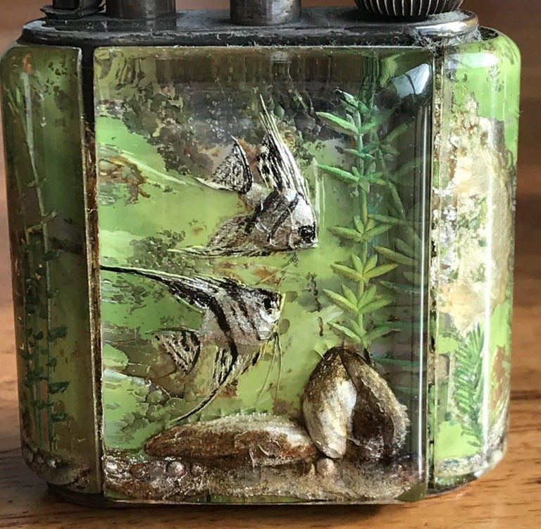 Lucite Super Rare 1950s Original Dunhill Aquarium Table Lighter Handmade in England For Sale