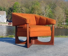 Sehr seltener Adrian Pearsall für Craft Associates Nussbaum & Orange X-Base Stuhl