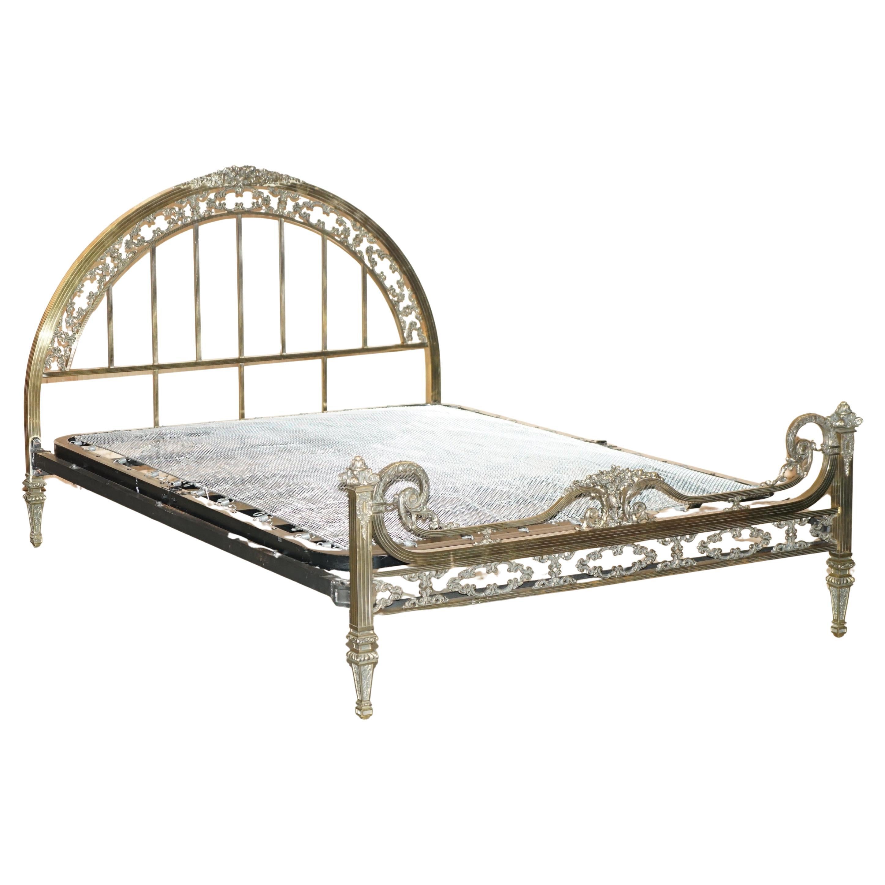 SUPER RARE FRANÇAIS CIRCA 1900 SOLID BRASS DOUBLE BED FRAME MUST SEE PICs