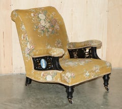 SUPER RARE ANTiQUE VICTORIAN AESTHETIC MOVEMENT ARMCHAIR WITH GRAND TOUR PLAQUES