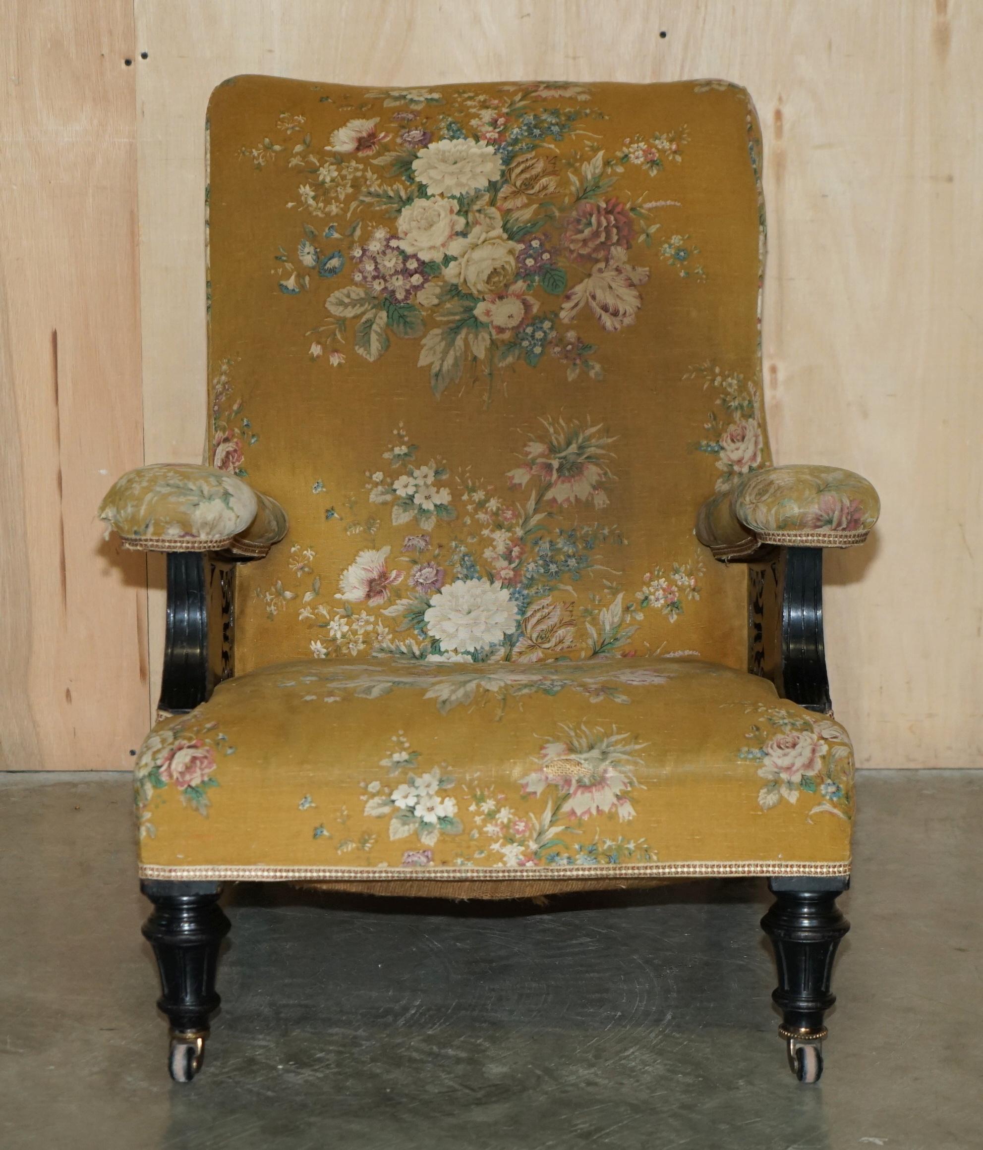 Aesthetic Movement SUPER RARE ANTiQUE VICTORIAN AESTHETIC MOVEMENT ARMCHAIR WITH GRAND TOUR PLAQUES For Sale