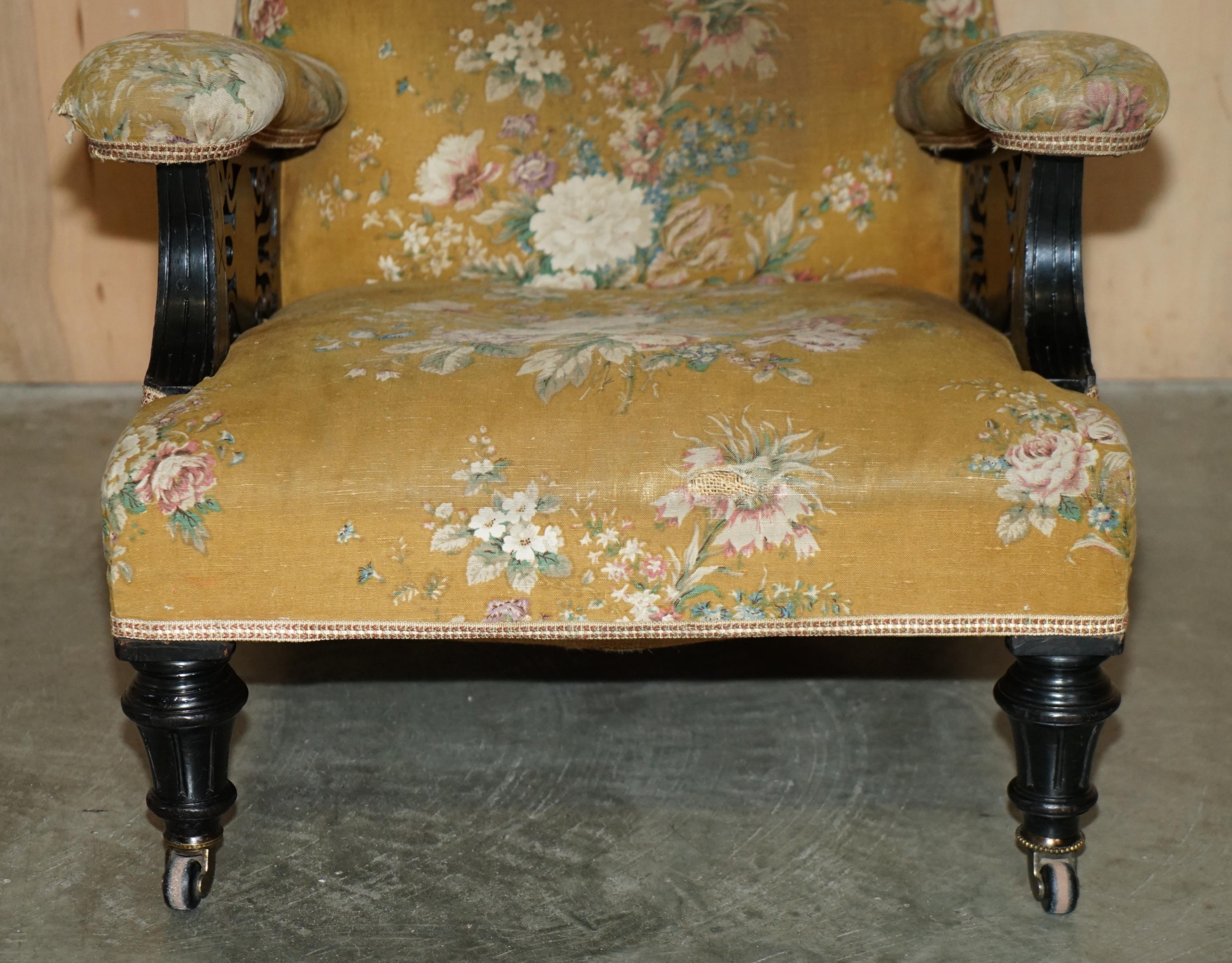 Upholstery SUPER RARE ANTiQUE VICTORIAN AESTHETIC MOVEMENT ARMCHAIR WITH GRAND TOUR PLAQUES For Sale