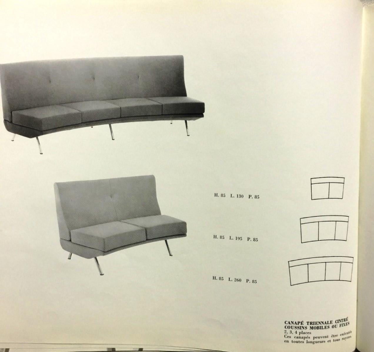 Brass Super Rare Four-Seat Elliptical 'Triennale' Sofa by Zanuso for Arflex, 1951