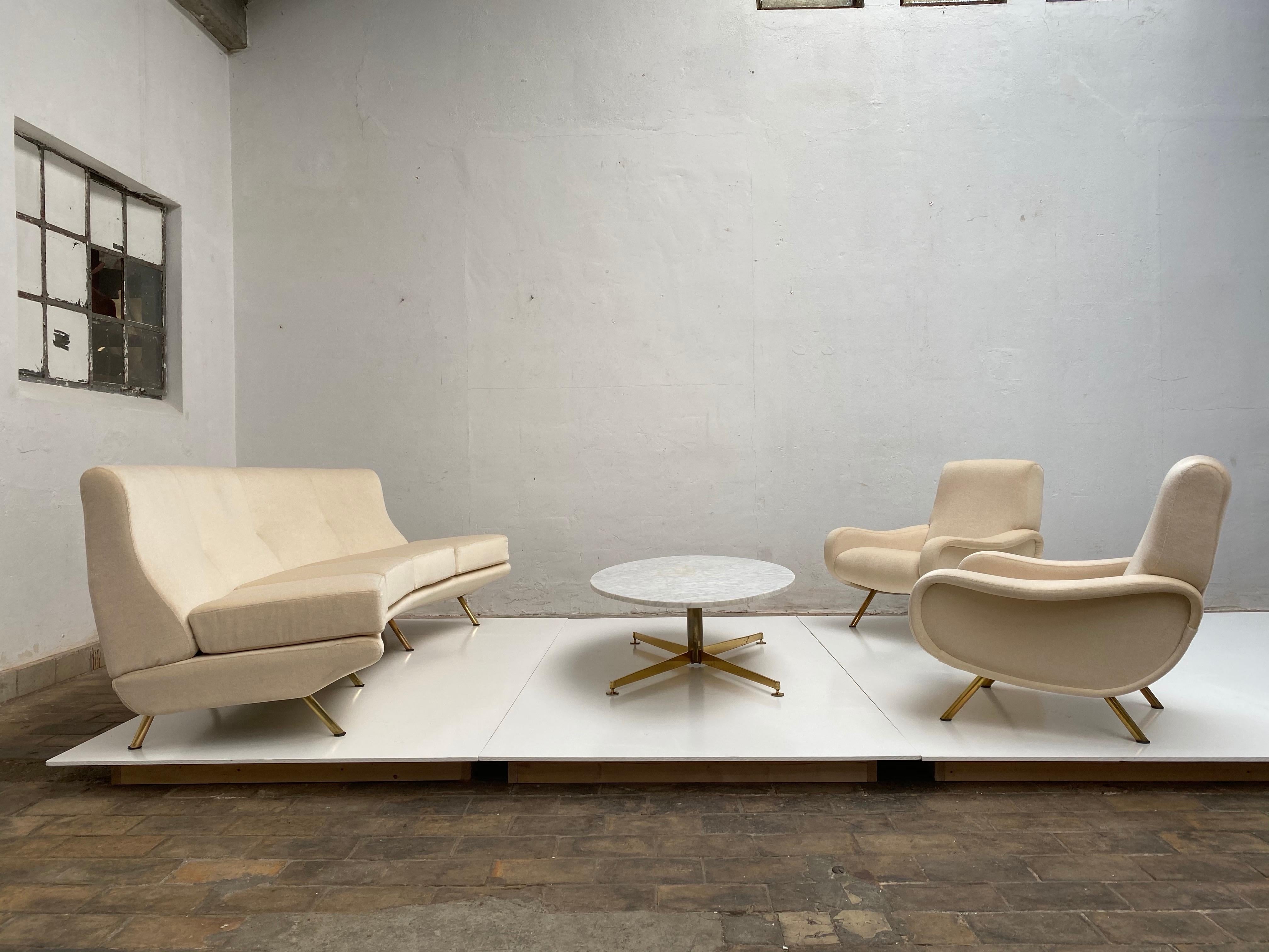 Super Rare Four-Seat Elliptical 'Triennale' Sofa by Zanuso for Arflex, 1951 2