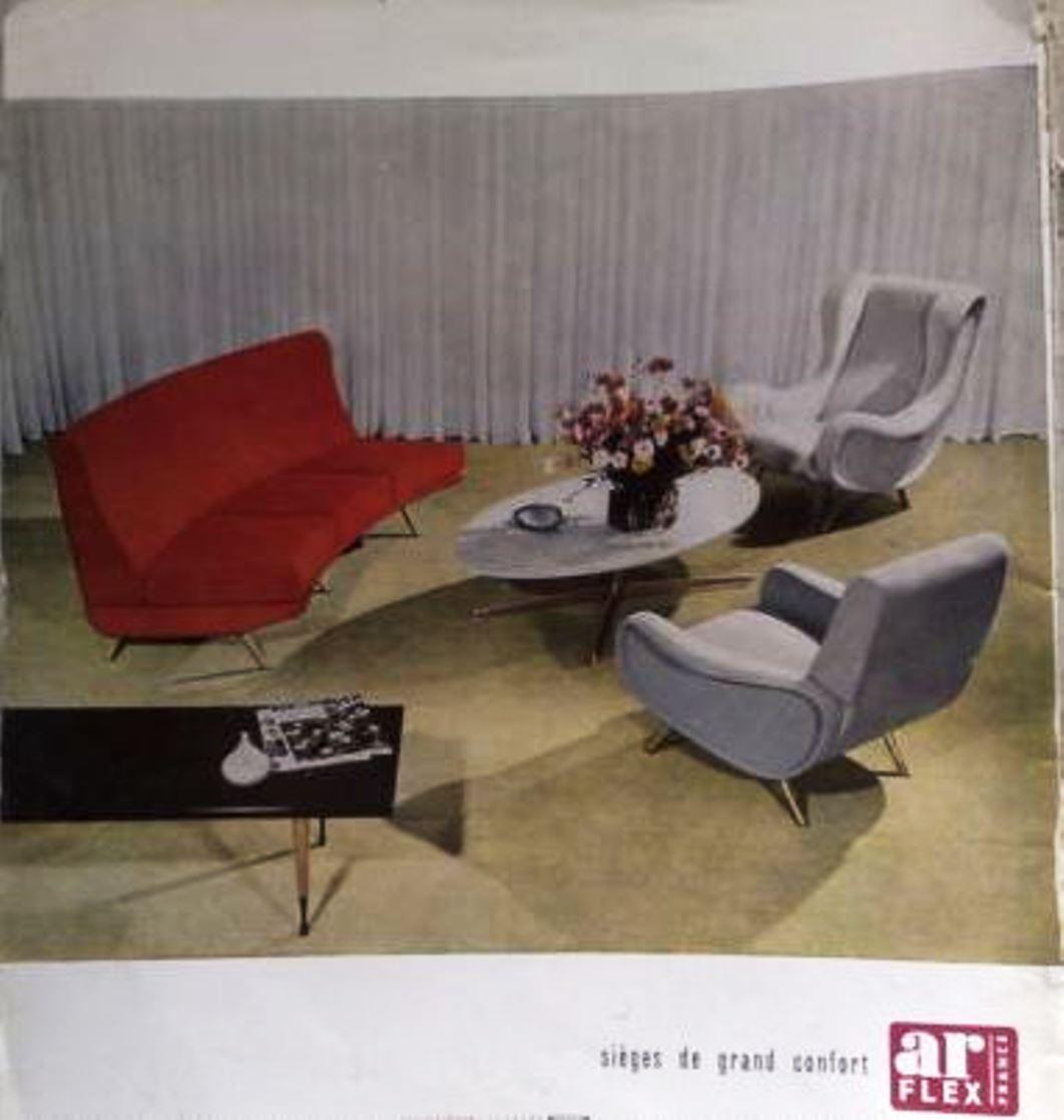 Super Rare Four-Seat Elliptical 'Triennale' Sofa by Zanuso for Arflex, 1951 4