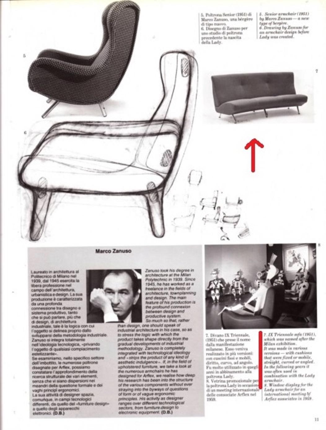 Super Rare Four-Seat Elliptical 'Triennale' Sofa by Zanuso for Arflex, 1951 5