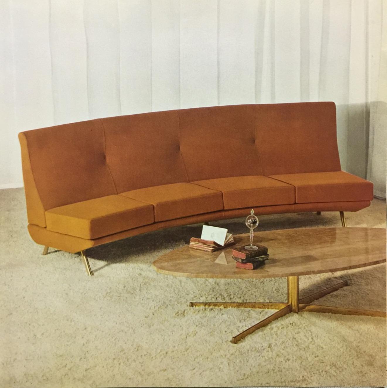 Super Rare Four-Seat Elliptical 'Triennale' Sofa by Zanuso for Arflex, 1951 In Good Condition In bergen op zoom, NL
