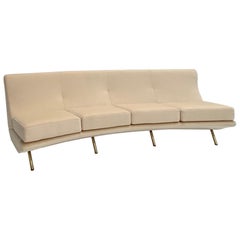 Vintage Super Rare Four-Seat Elliptical 'Triennale' Sofa by Zanuso for Arflex, 1951