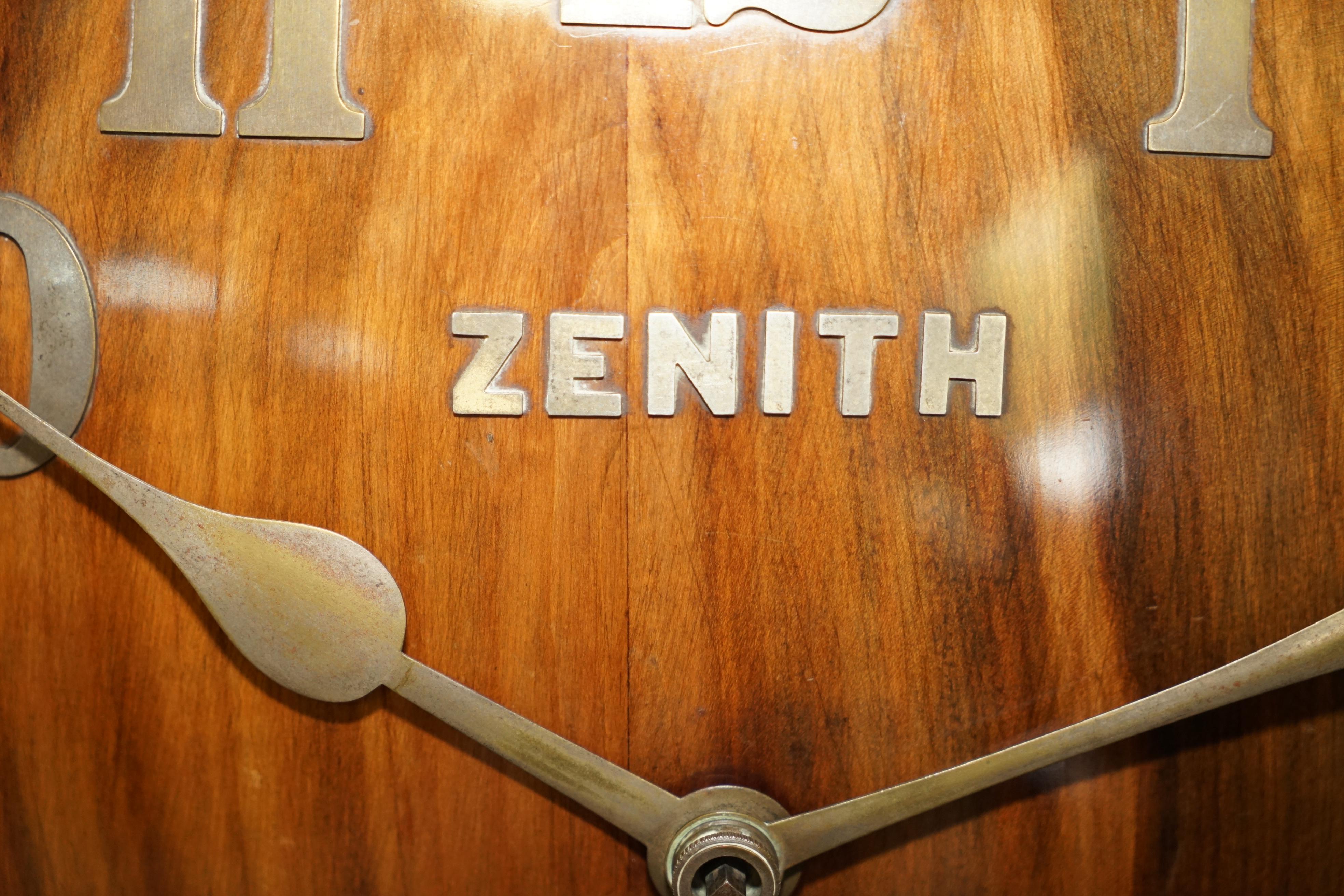 Super Rare Fully Restored 1920 Zenith Convex Wood & Bronze 18 Day Wall Clock 3