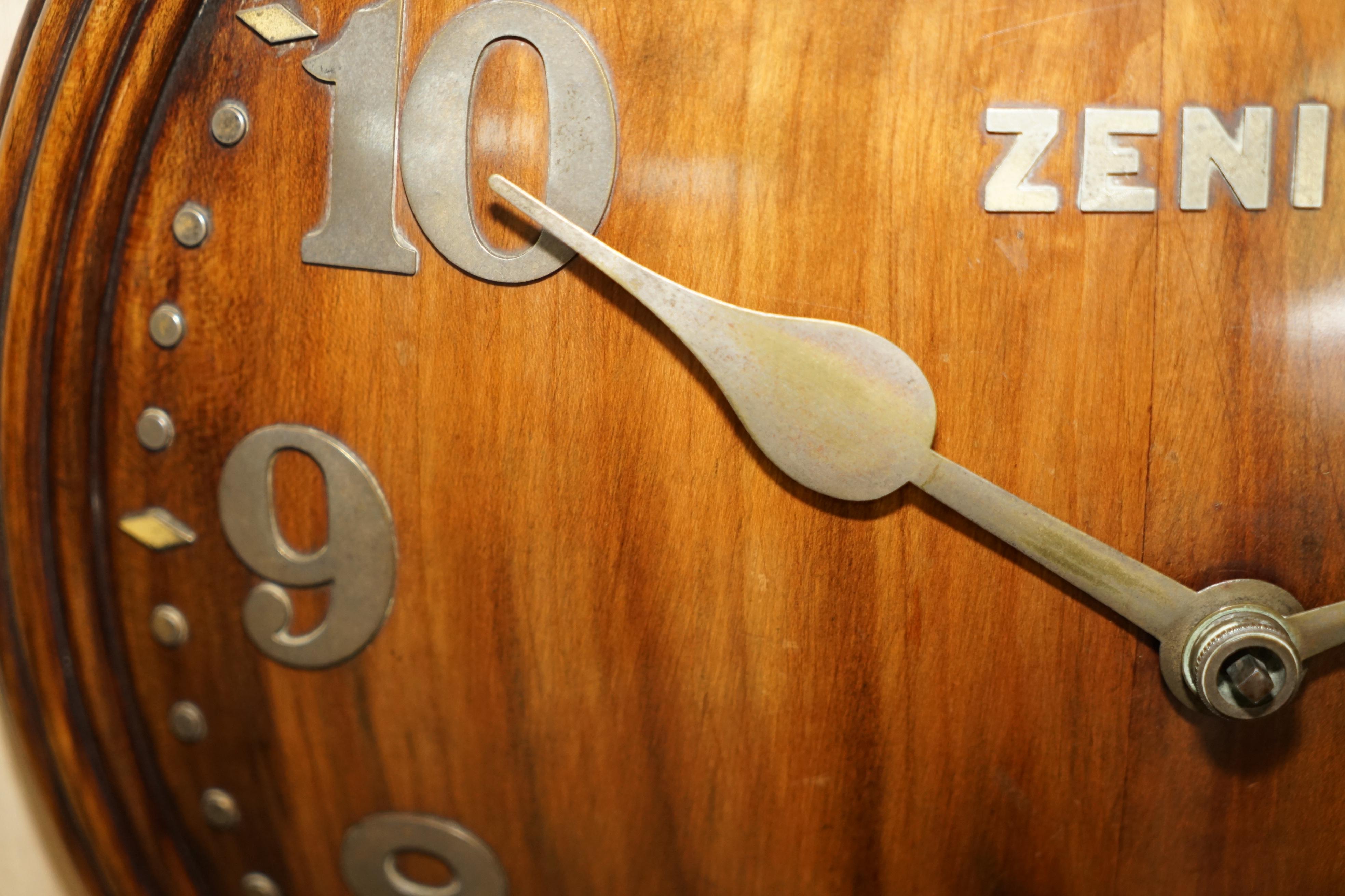 Super Rare Fully Restored 1920 Zenith Convex Wood & Bronze 18 Day Wall Clock 5
