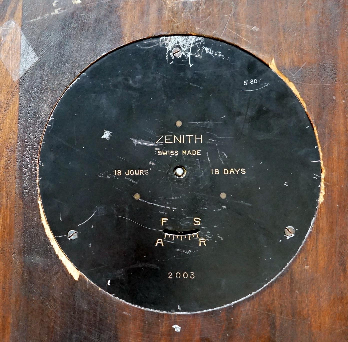 Super Rare Fully Restored 1920 Zenith Convex Wood & Bronze 18 Day Wall Clock 10