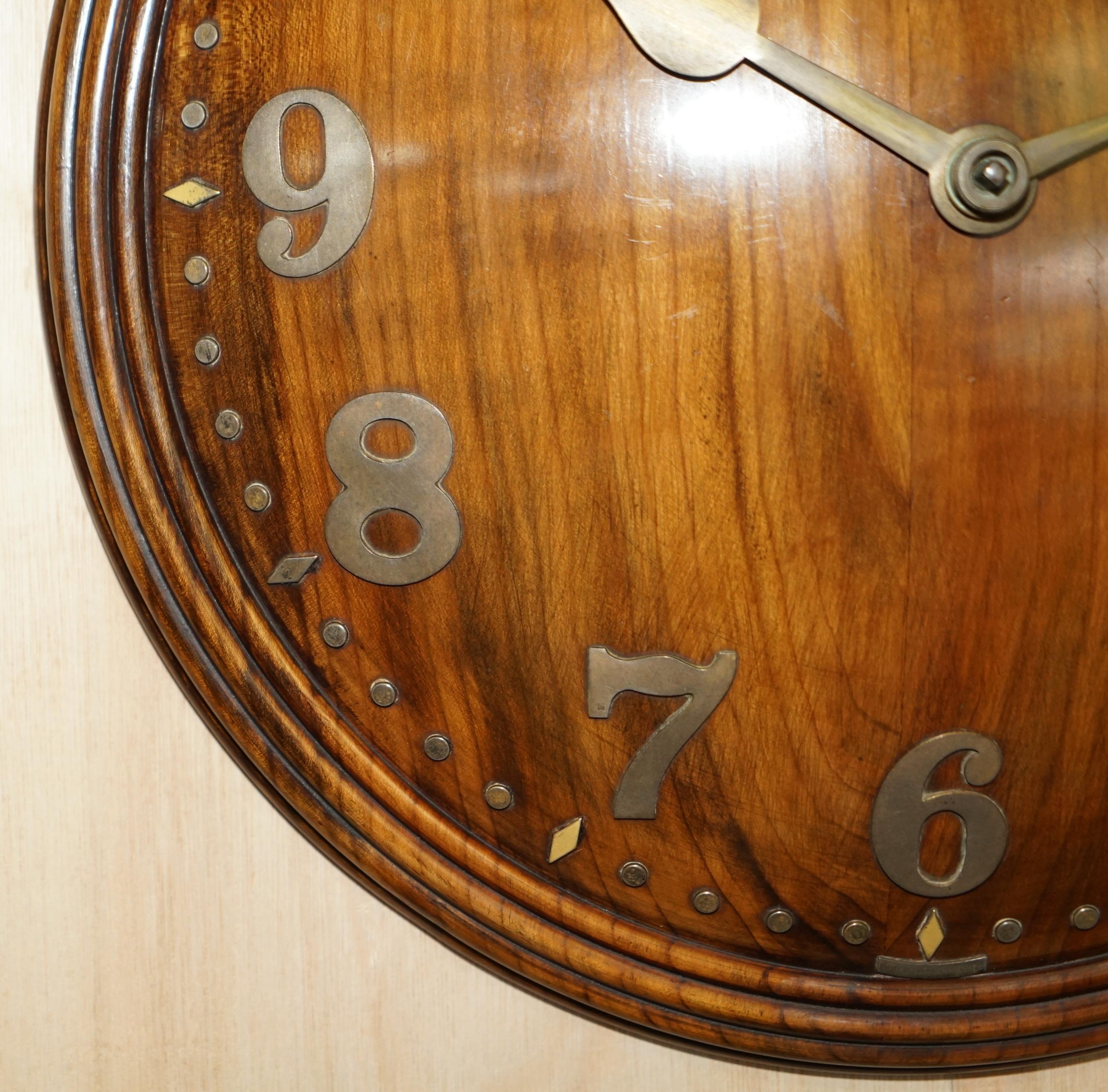 Super Rare Fully Restored 1920 Zenith Convex Wood & Bronze 18 Day Wall Clock 1