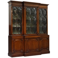 Super Rare Georgian Astral Oval Domed Glazed Breakfront Library Bookcase Dresser