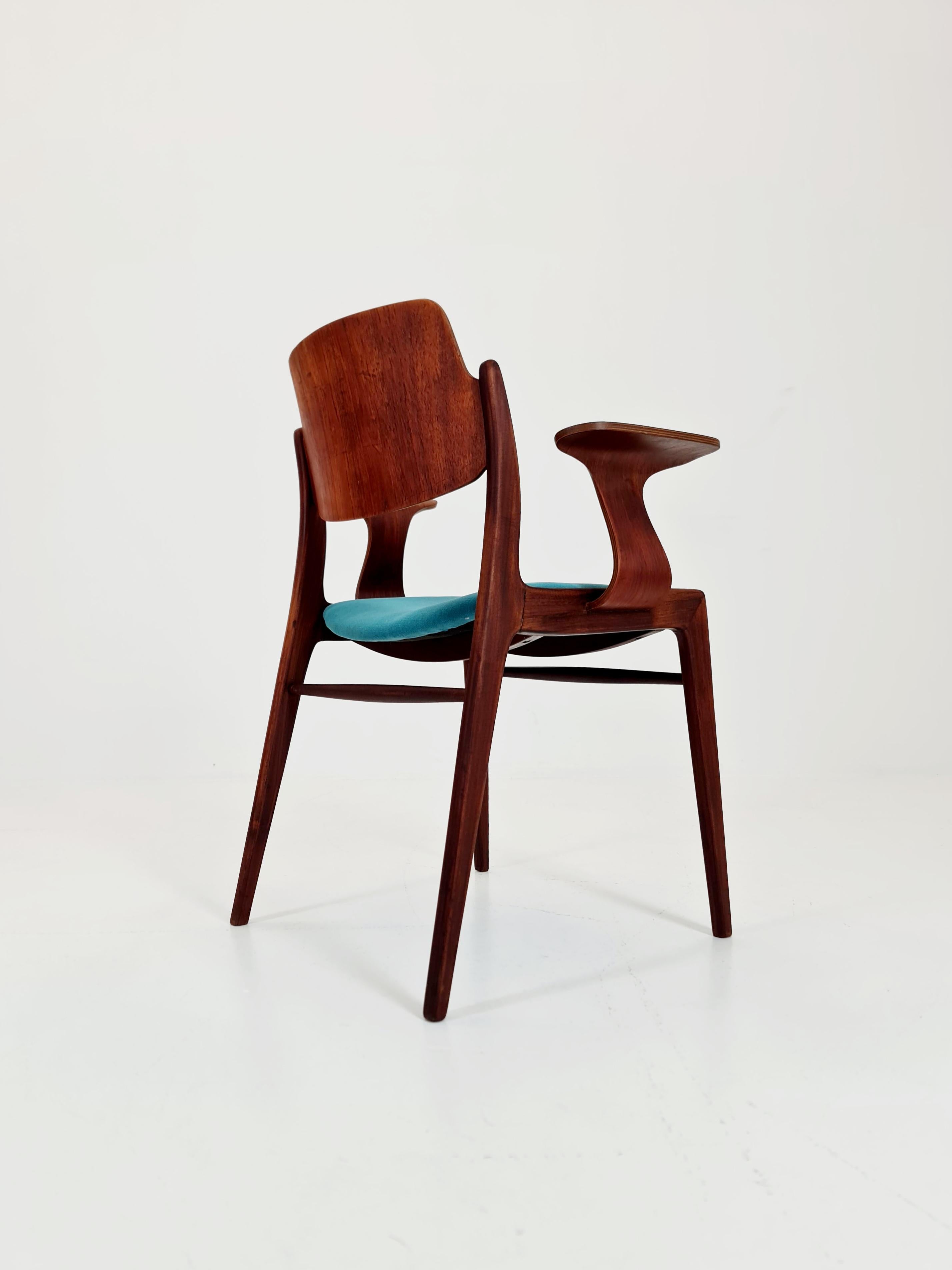 Fabric Super Rare German teak  Armchair  by  Georg Leowald for wilkhan  1960s For Sale