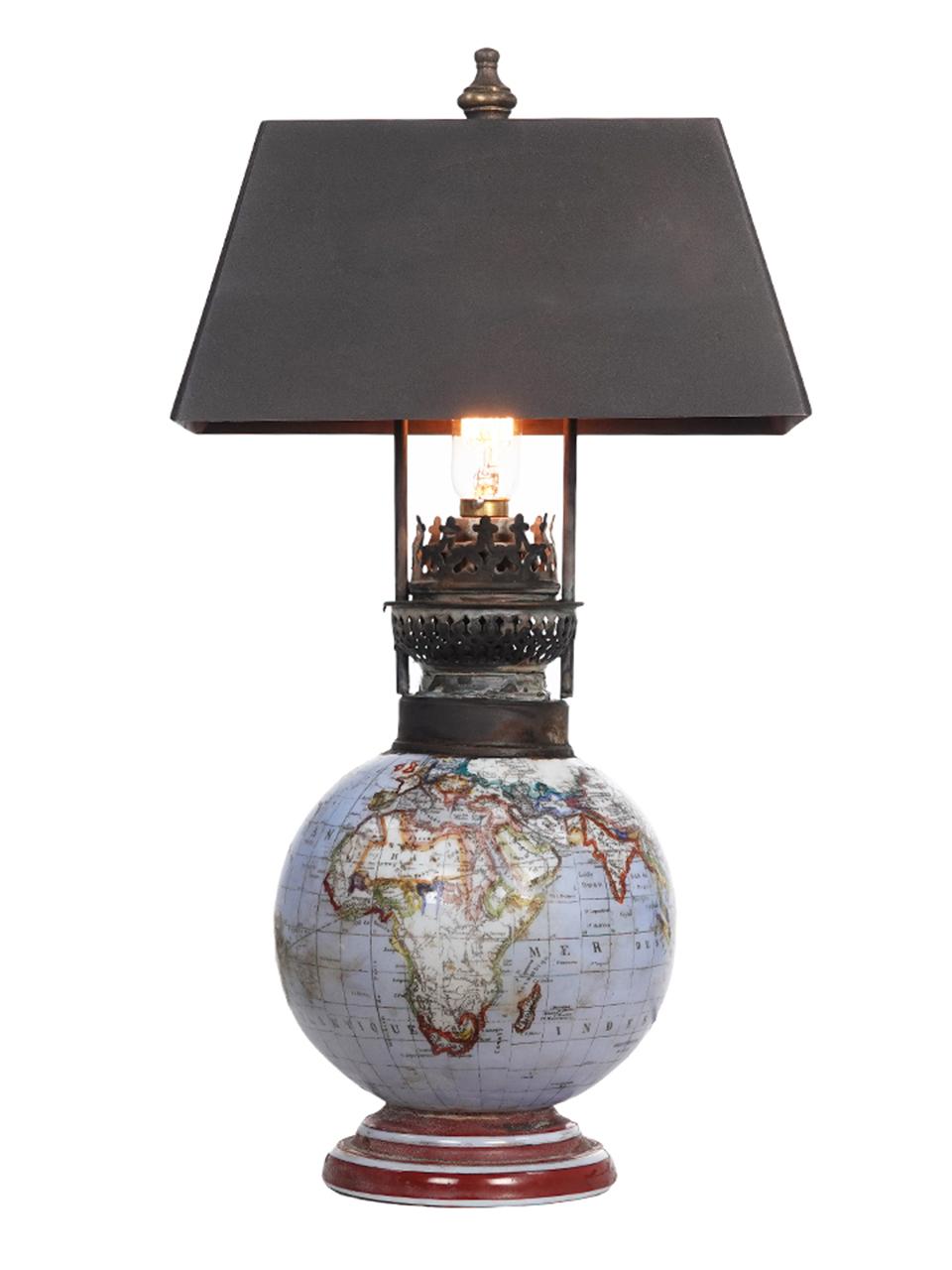 Art déco Super rare lampe de table Boudoir World Globe en verre - Paire en vente