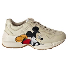 Super Rare Gucci X DISNEY Calfskin Mickey Mouse Womens Rhyton Sneakers 39.5