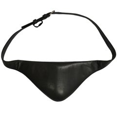 Super Rare Helmut Lang Black Leather Codpiece Adjustable Fetish Belt