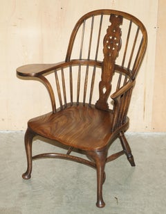 SUPER RARE, HiGHLY COLLECTABLE ANTIQUE VICTORIAN WINDSOR ARMCHAIR WITH TABLE ARM
