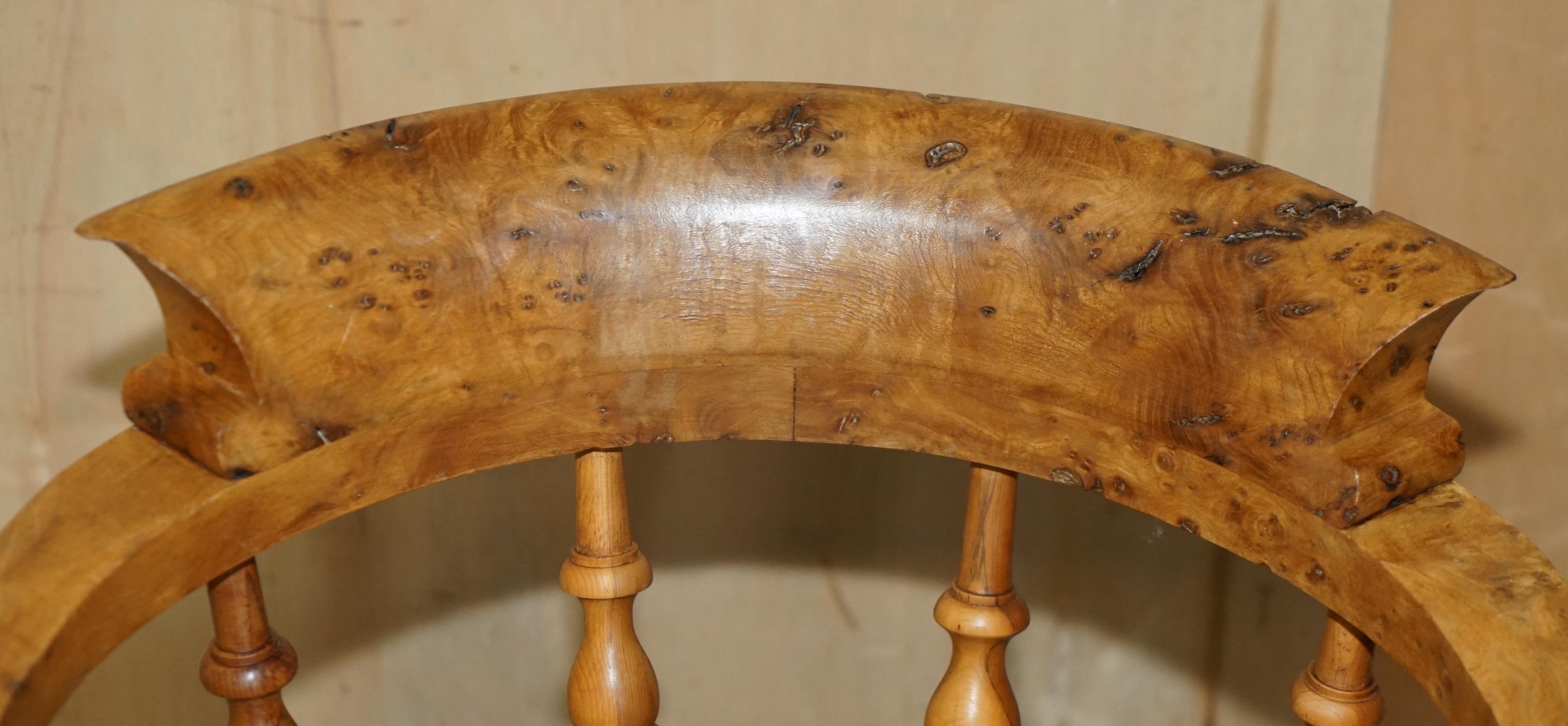 SUPER RARE HIGHLY COLLECTable BURR YEW WINDSOR SWiVEL CAPTAINS OFFICE CHAIR im Angebot 2