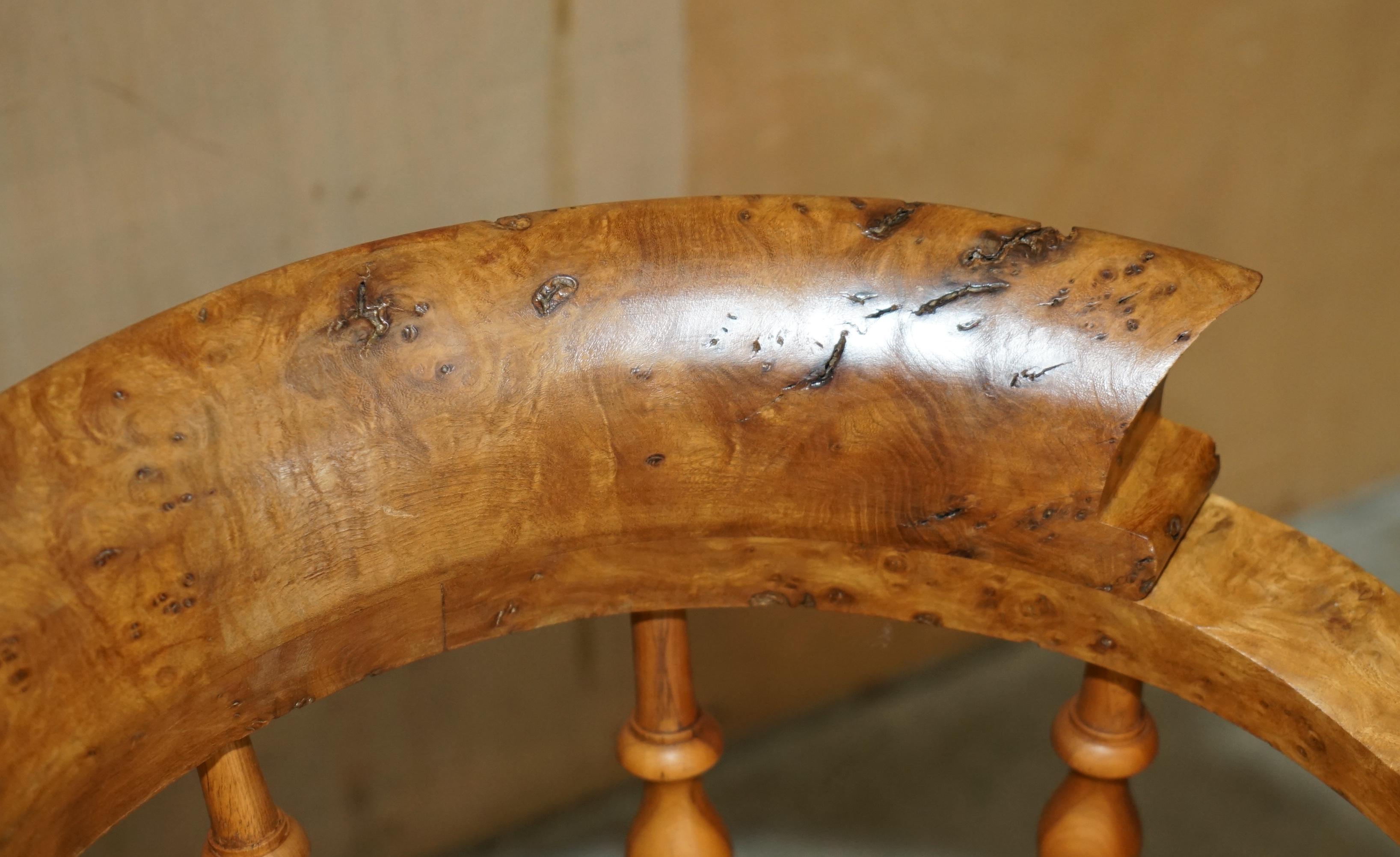 SUPER RARE HIGHLY COLLECTable BURR YEW WINDSOR SWiVEL CAPTAINS OFFICE CHAIR im Angebot 3