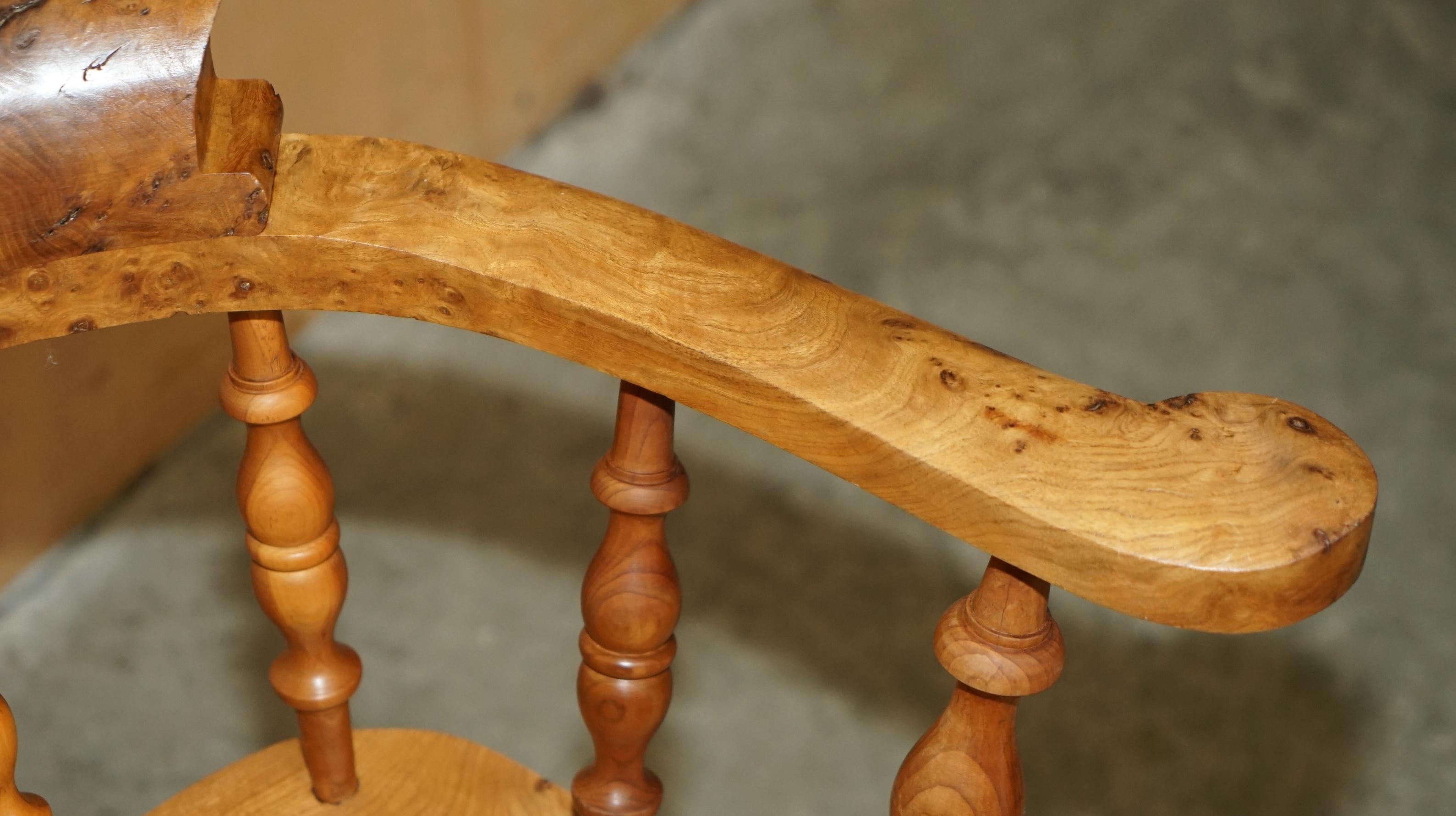 SUPER RARE HIGHLY COLLECTable BURR YEW WINDSOR SWiVEL CAPTAINS OFFICE CHAIR im Angebot 4