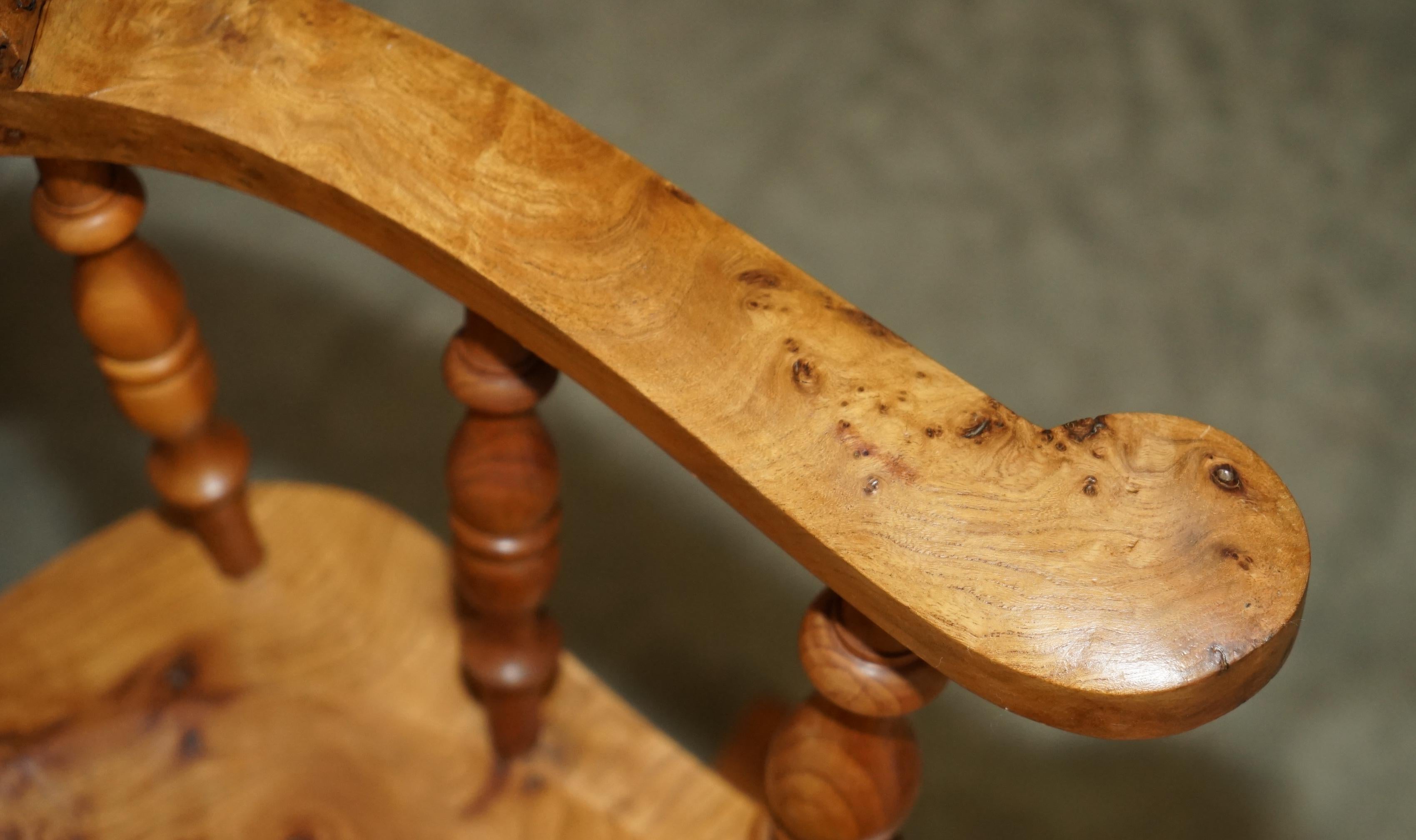 SUPER RARE HIGHLY COLLECTable BURR YEW WINDSOR SWiVEL CAPTAINS OFFICE CHAIR im Angebot 5