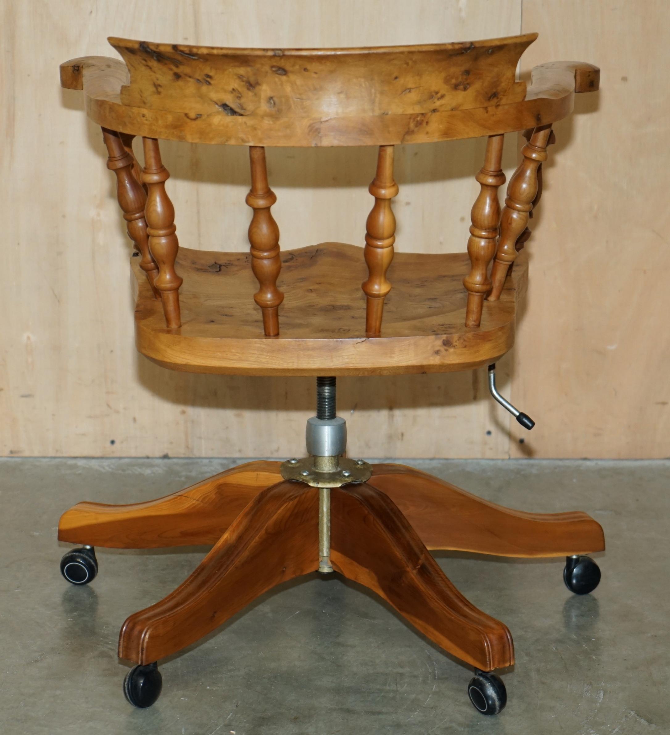 SUPER RARE HIGHLY COLLECTable BURR YEW WINDSOR SWiVEL CAPTAINS OFFICE CHAIR im Angebot 9