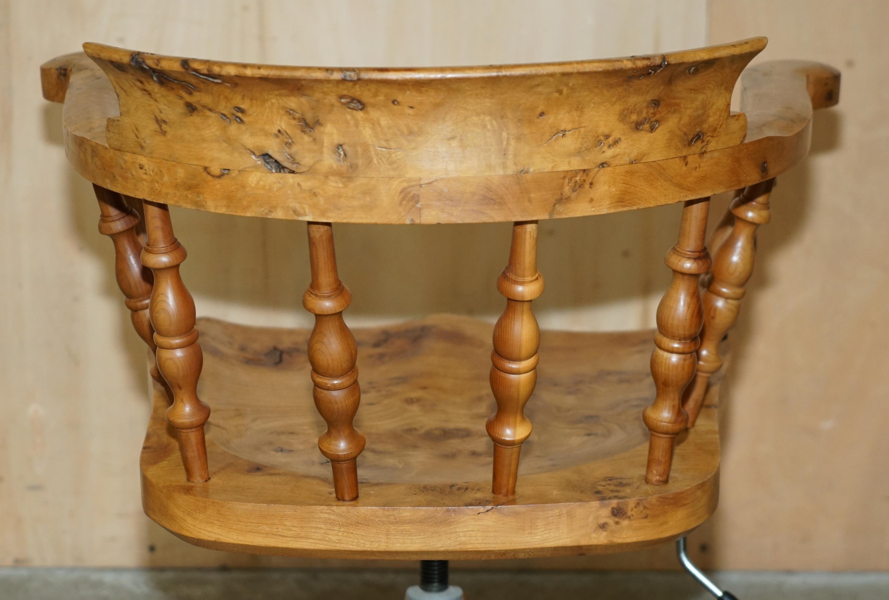 SUPER RARE HIGHLY COLLECTable BURR YEW WINDSOR SWiVEL CAPTAINS OFFICE CHAIR im Angebot 10