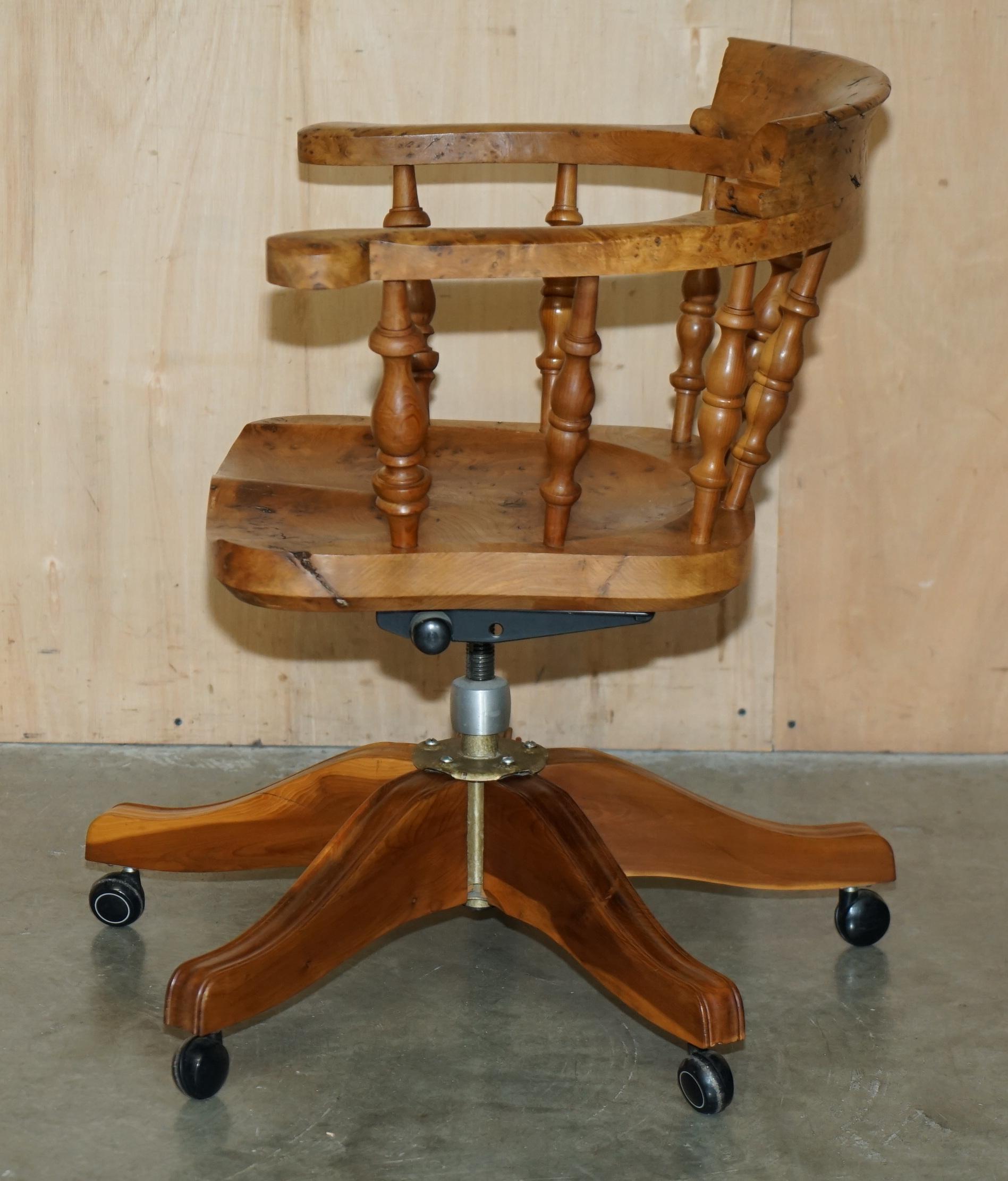 SUPER RARE HIGHLY COLLECTable BURR YEW WINDSOR SWiVEL CAPTAINS OFFICE CHAIR im Angebot 11