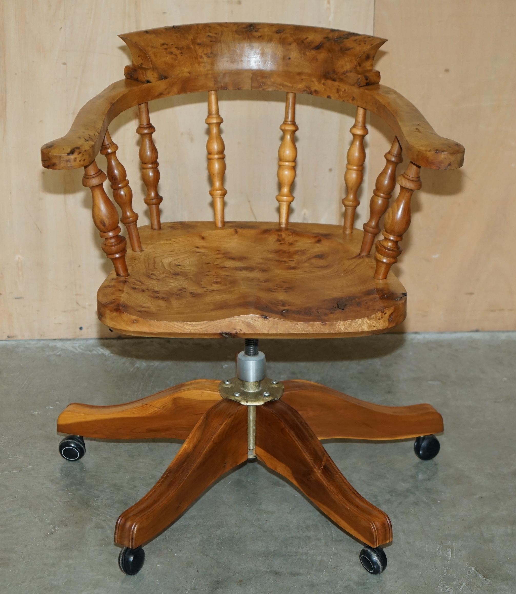 SUPER RARE HIGHLY COLLECTable BURR YEW WINDSOR SWiVEL CAPTAINS OFFICE CHAIR (Viktorianisch) im Angebot