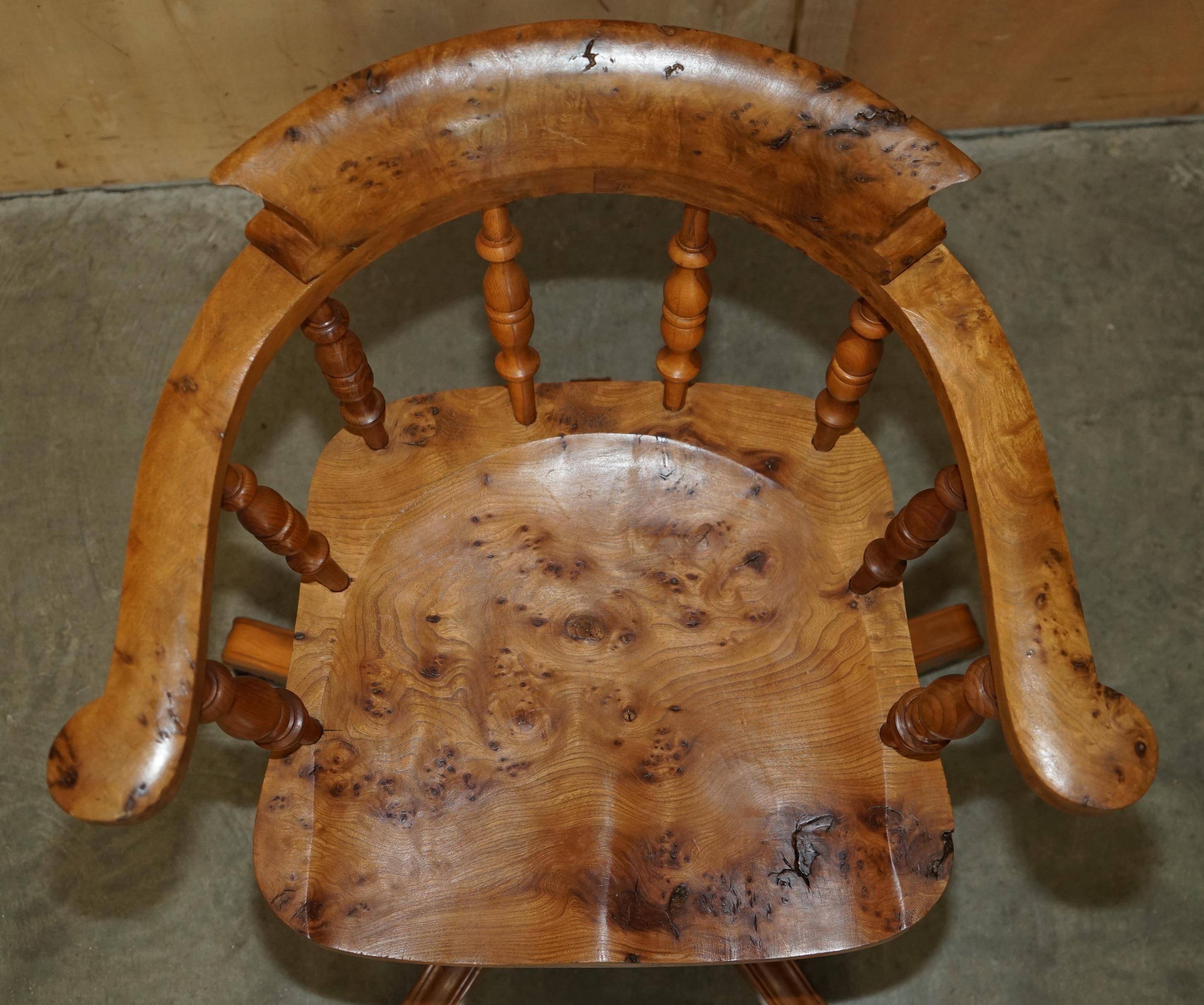 SUPER RARE HIGHLY COLLECTable BURR YEW WINDSOR SWiVEL CAPTAINS OFFICE CHAIR (Englisch) im Angebot